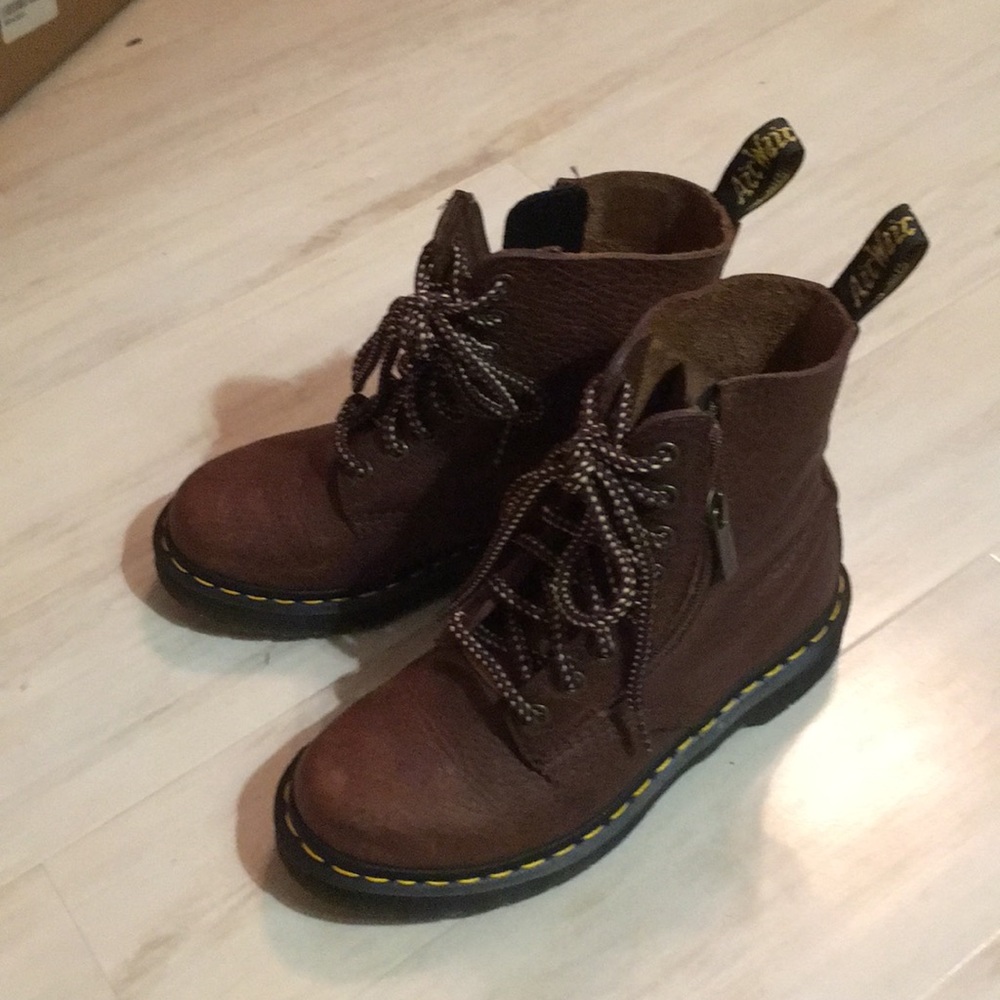 Dr Martens brown pascal zip boots